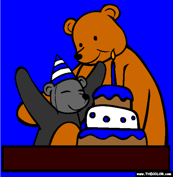 A Beary Happy Birthday Coloring Page