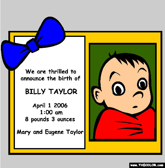 Baby Announcement Coloring Page