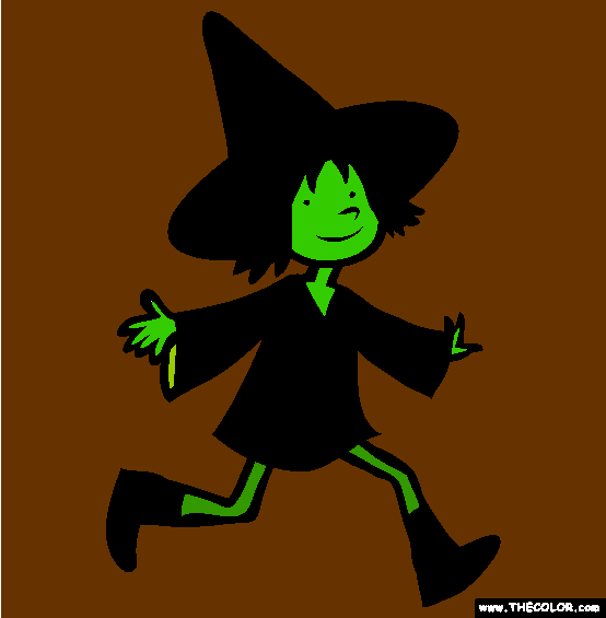 Halloween Witch Costume Online Coloring Page