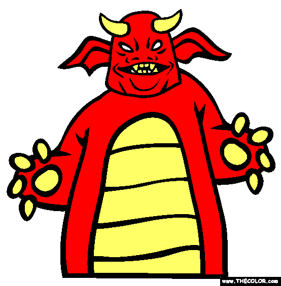Halloween Dragon Costume Online Coloring Page