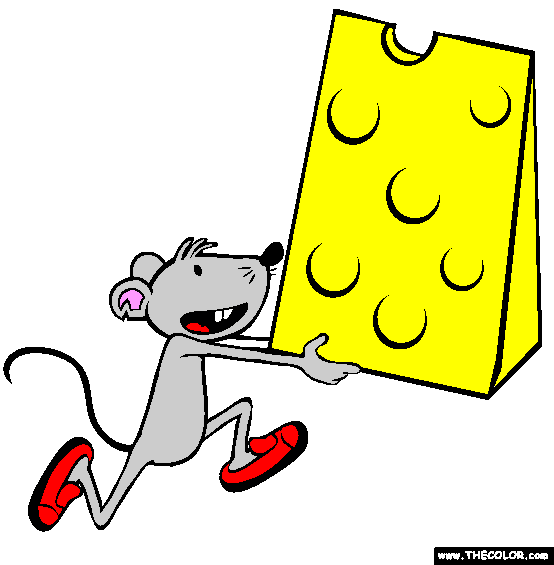 Mouse with Cheese Coloring Page