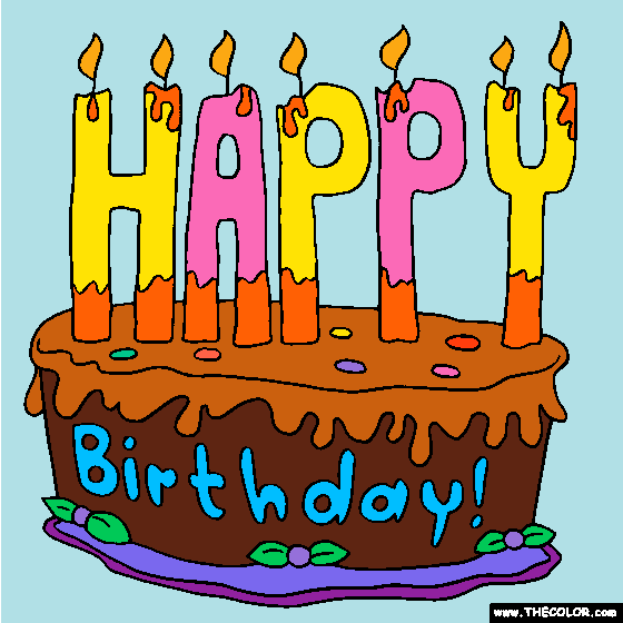 Happy Birthday Cake 2 Online Coloring Page