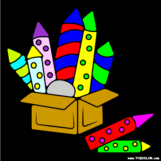 Box of Fireworks Coloring Page