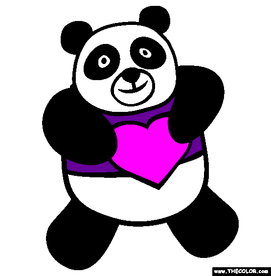 Valentine's Day Panda Bear Coloring Page