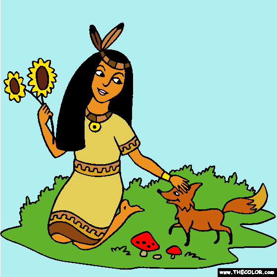 Native American Indian Princess Coloring Page