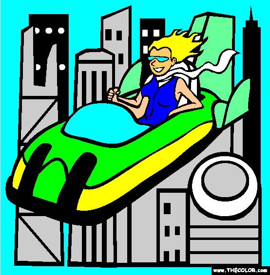 Flying Car Coloring Page