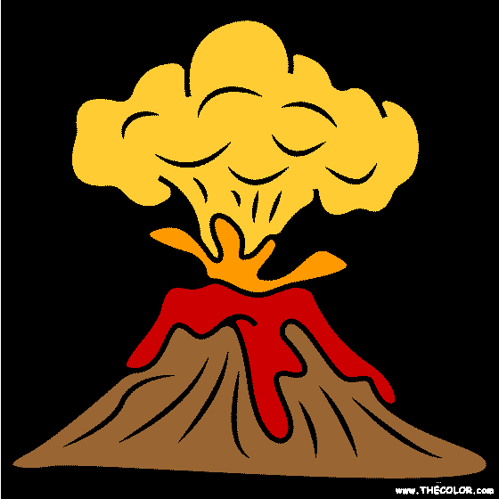 Erupting Volcano Coloring Page