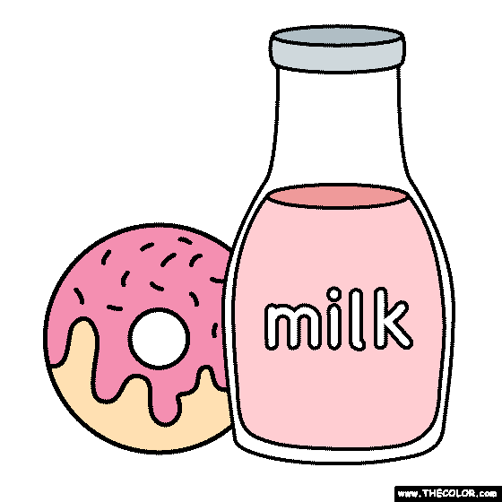 Donuts & Milk Coloring Page
