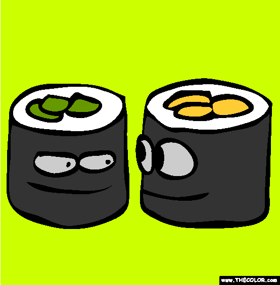 Sushi Rolls Coloring Page