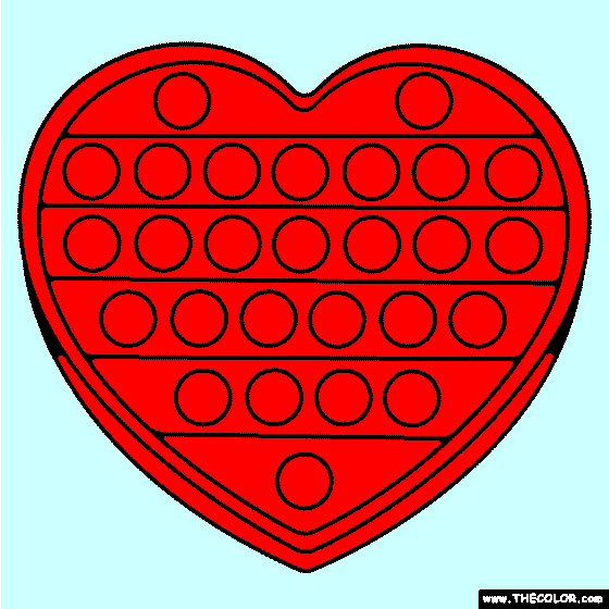 Heart Pop It  Coloring Page