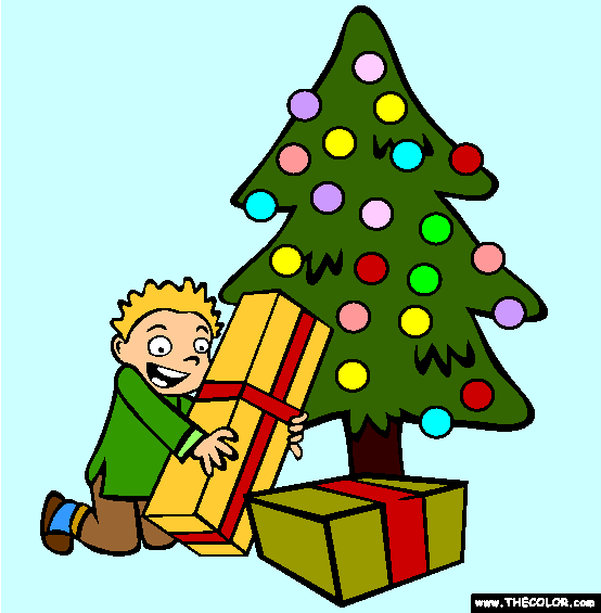Christmas Presents Under the Tree Coloring Page