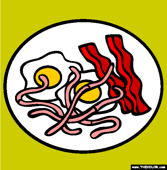 Eggs Bacon And Worms Coloring Page
