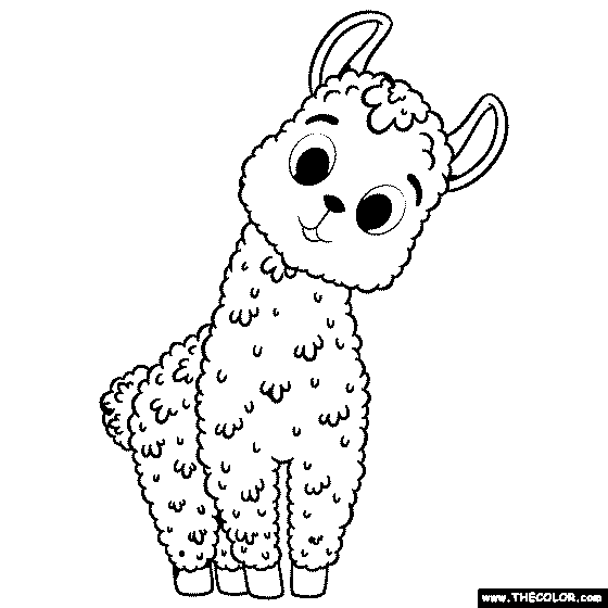Baby Llama Coloring Page