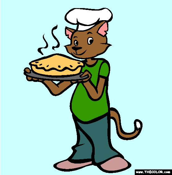 Cat The Baker Coloring Page