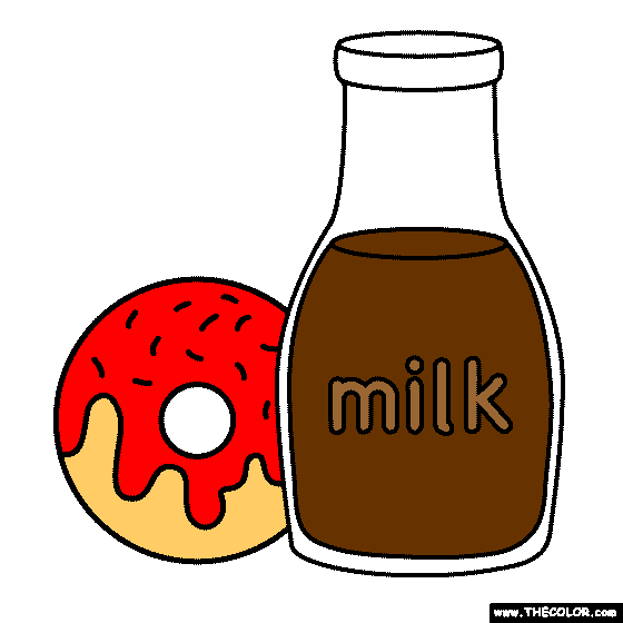 Donuts & Milk Coloring Page