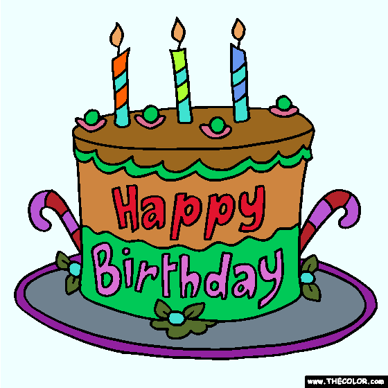 Happy Birthday Cake Online Coloring Page 