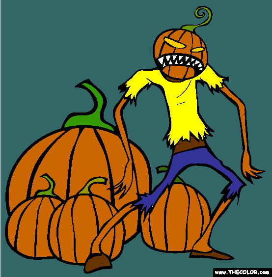 Scary Pumpkin Creature Halloween Coloring Page