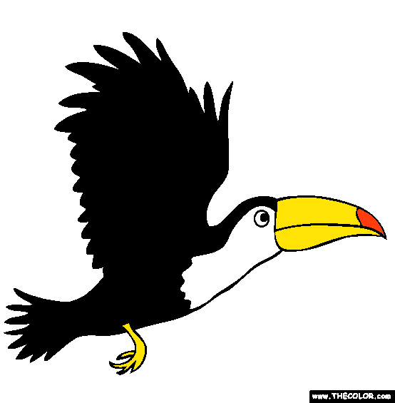 Flying Toucan Coloring Page