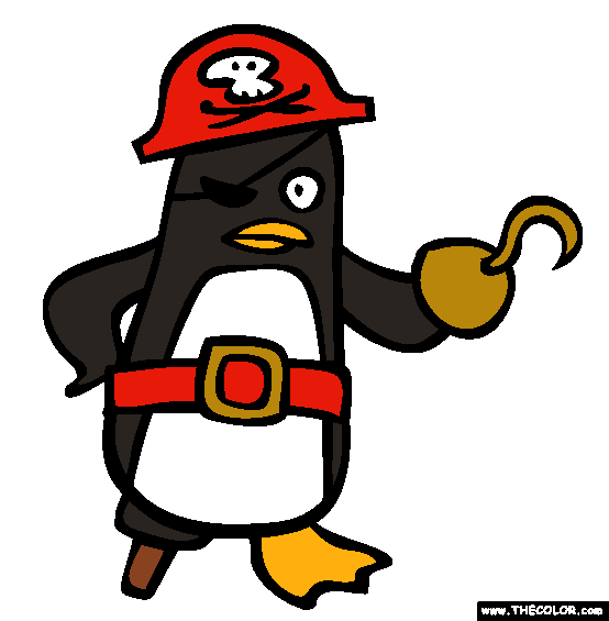 Penguin Pirate Coloring Page
