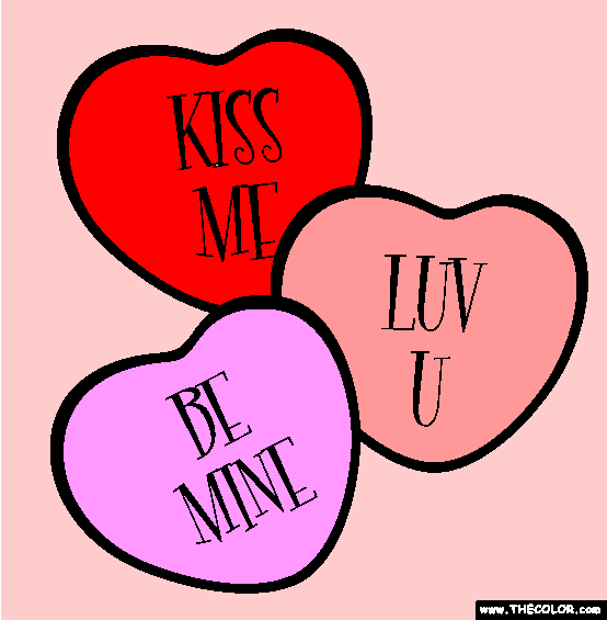 Candy Hearts Valentine's Day Coloring Page