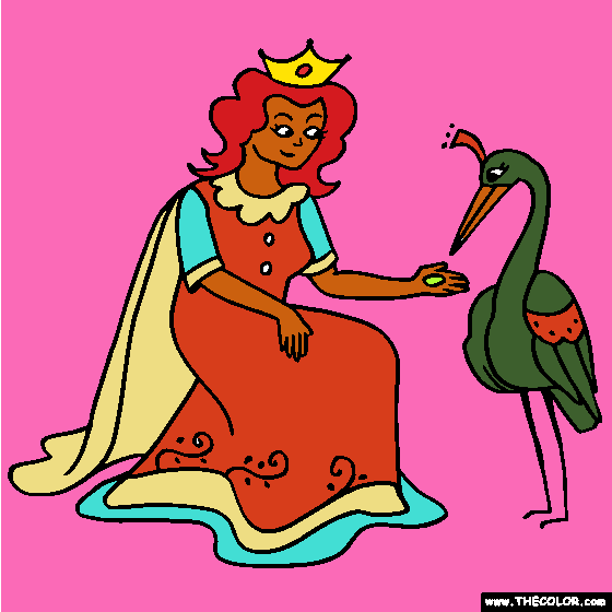 Princess and Swan Online Coloring Page