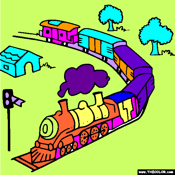 Toy Train Online Coloring Page