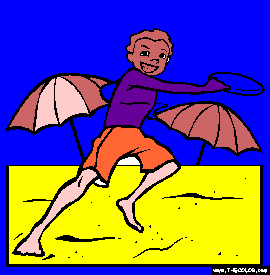 Playing Frisbee Coloring Page