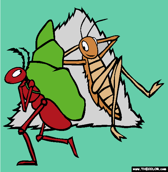 Ant And Grasshopper Coloring Page