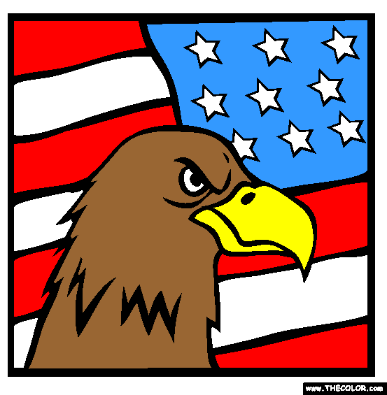 American Bald Eagle Flag Online Coloring Page