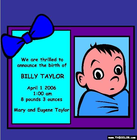 Baby Announcement Coloring Page