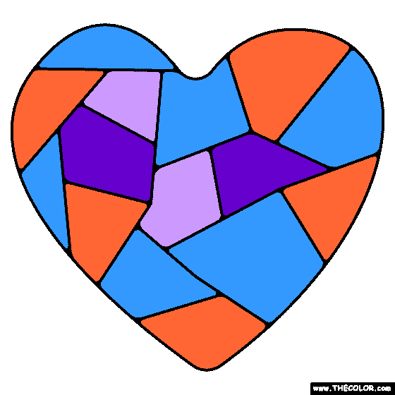 Stained Glass Heart Coloring Page