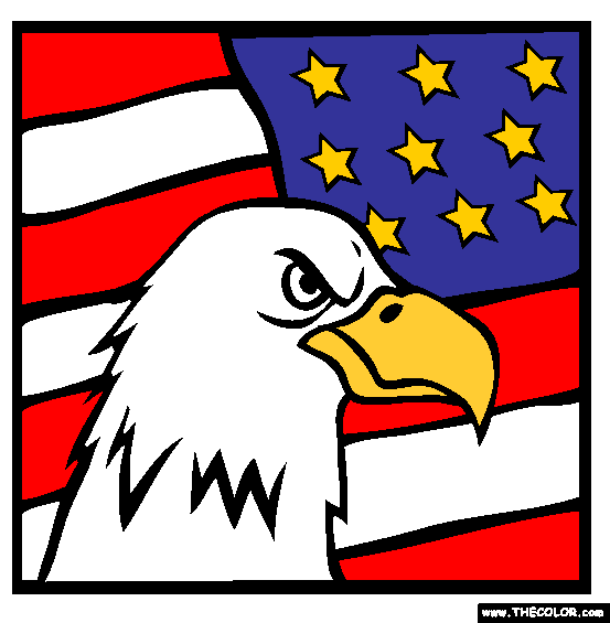 American Bald Eagle Flag Online Coloring Page