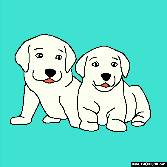 Two Puppies Coloring Page