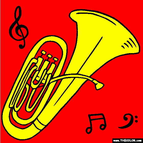 Tuba musical instrument coloring page