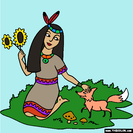Native American Indian Princess Coloring Page