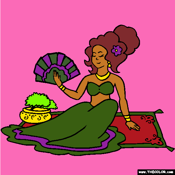 Asian Princess Online Coloring Page