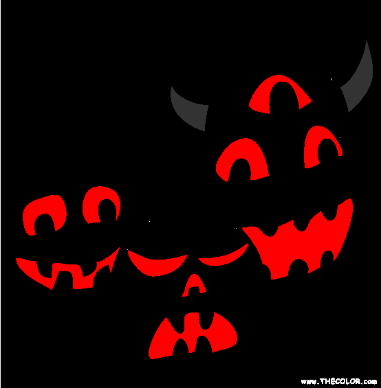 Carved Halloween Pumpkins Online Coloring Page