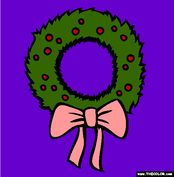 Christmas Wreath Online Coloring Page