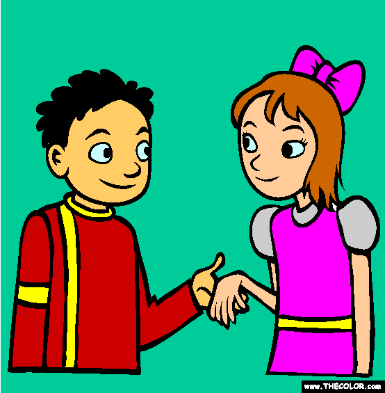 Holding Hands on Valentine's Day Coloring Page