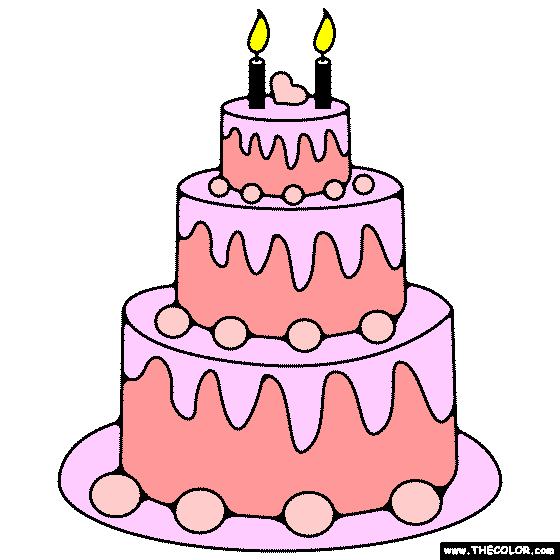 Tiered Birthday Cake Coloring Page