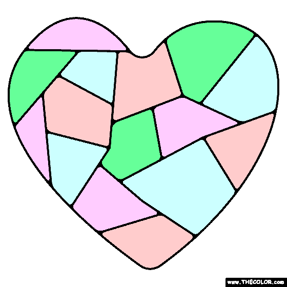 Stained Glass Heart Coloring Page