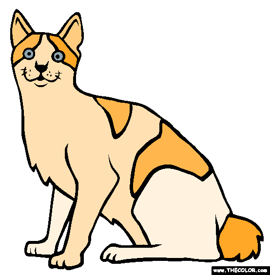 Japanese Bobtail Cat Online Coloring Page