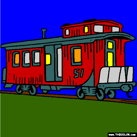 Caboose Train Car Online Coloring Page