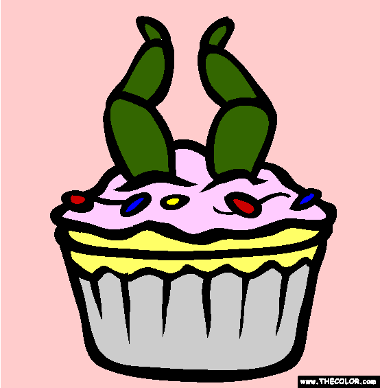 Frog Legs Cupcake Coloring Page