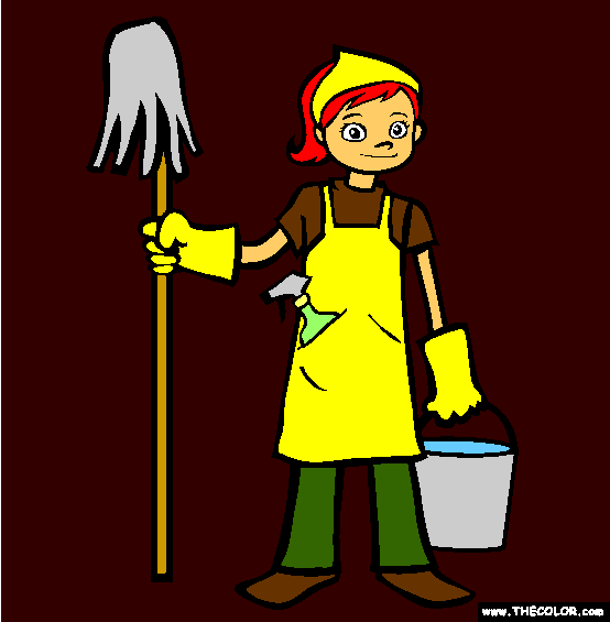 Spring Cleaning Coloring Page