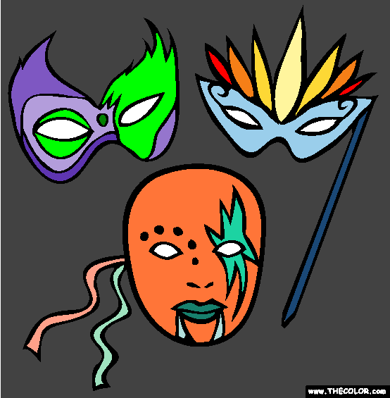 Masks Coloring Page