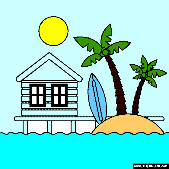 Beach house Coloring Page