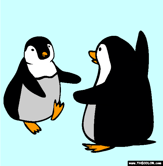 Happy Penguins Coloring Page