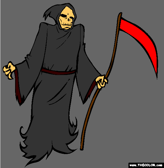 Grim Reaper Halloween Online Coloring Page