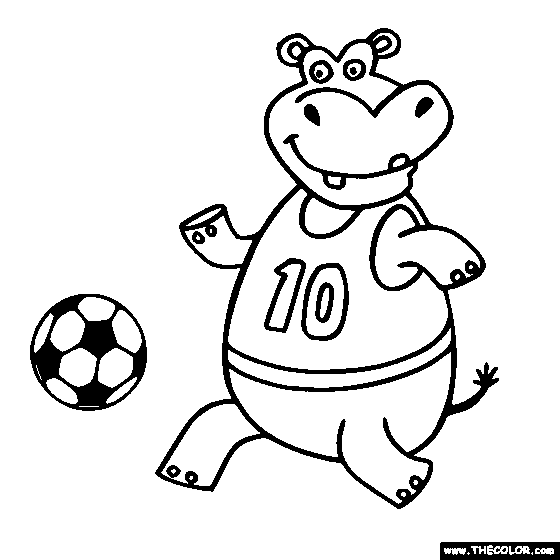 Free Hippo Soccer Player Online Coloring